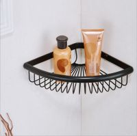 ✧○♝ Brass Vintage Black Bathroom Shelf Wall Mounted Bathroom Corner Storage Basket Triangle Racks Bathroom Accessories Products