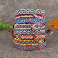 2023 Summer Nepal Tibetan Handmade Braided Lucky Bracelet Women Men Ethnic Rhombus Plaid Bohemia Bracelet For Women Jewelry Charms and Charm Bracelet