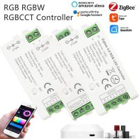 Tuya Zigbee RGB RGBW ตัวควบคุมไฟ Led ตัวควบคุมอัจฉริยะแถบไฟ LED Rgbct สนับสนุน Alexa Google 1/2/3/4/5CH RGB แถบไฟ LED แถบไฟ