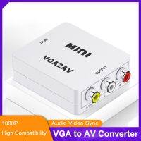 Adaptor Scaler Konverter VGA Mini 1080P dengan Konverter VGA2AV Audio 3.5Mm untuk Laptop PC Komputer Ke TV