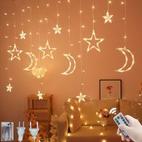 Star Moon Led Curtain Garland String Light EID Mubarak Ramadan Decorations for Home 2023 Islam Muslim Event Party Supplies Decor