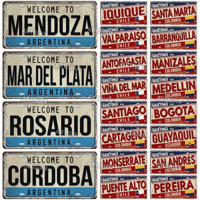 【YF】✢  Artisian Argentina ecuador Chile Colombia License Plate Landmark Metal Sign State Car Wall