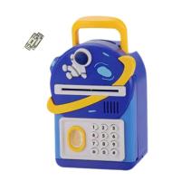 Money Bank for Boys Space Theme Atm Bank Automatic Coin Bank Blue Interactive Money Saving Toys with Music for Coins or Banknotes Children Birthday Holiday skilful