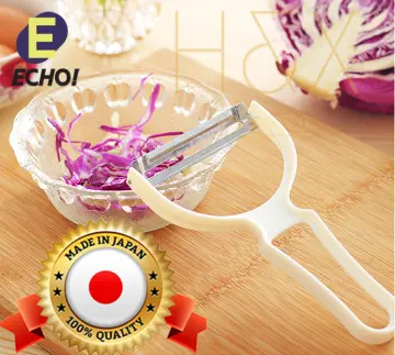 JAPAN] ECHO Vegetable Mandoline Slicer Stainless Steel Julienne Cutter  Shredder Masher with Buckle Design [4155]