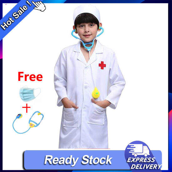 Children Lab Coat Kids Doctor Role Play Costumes Dress Up Set(S2XL