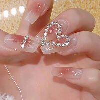 Long Fake Nails Art Tips Press on Nails False Flower heart Design for Extensionfake Nailswith Glue Stickers Reusable Set