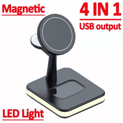 15W 3 in 1 Magnetic Wireless Charger for Macsafe iPhone 12 13 Pro Max Mini Apple Watch Airpods Pro Fast Charging Dock Station