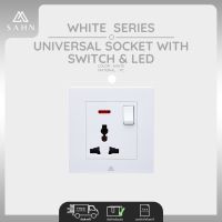 Switch &amp; Socket [SAHN] เต้ารับสามรู พร้อมสวิทช์ไฟ และไฟ LED รุ่น White Series (WS1-10SL) ดีไซน์สวยงาม และทันสมัย