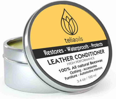 Teliaoils Leather Conditioner - Natural Clear Leather Repair Care Balm for All Colors - Waterproofing Leather Salve Restorer, Softener &amp; Protector - for Upholstery, Furniture, Shoes, Sofa &amp; More