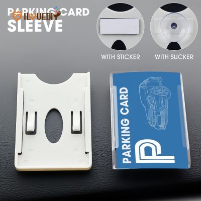 Car Windshield Adhesive Suction Cup Parking Pass Card Holder / Durable ID IC Card Clear Case / Card Storage Rack / Car Storage Accessories