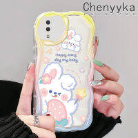 Chenyyka เคส A10 M11 A11ลายการ์ตูนกระต่ายสตรอเบอรี่เนื้อครีมกันกระแทกแบบใสนิ่มเคสมือถือโปร่งใสลายกล้องถ่ายรูปสุดสร้างสรรค์เคสป้องกันซิลิกาเจล