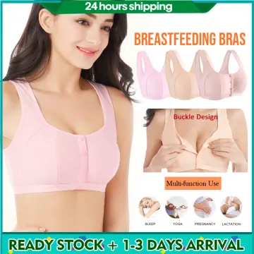 SummerGlitz Maternity & Nursing Ribbed Cotton Breastfeeding Bra Women  (Front Button + EXTRA Bra Pads)
