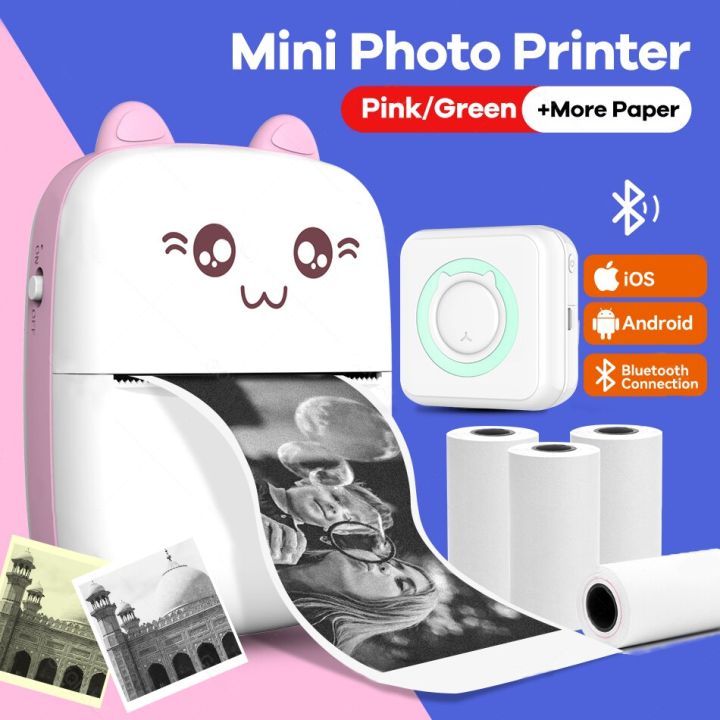 Meow Mini Label Printer Thermal Portable Printers Stickers Paper Inkless  Wireless Impresora Portátil 200dpi Android IOS 57mm
