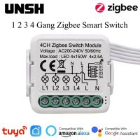 ﹍ Tuya Smart Zigbee Light Switch 1 2 3 4 Gang 2 Way Control Module Smart Life Control Works with Alexa Google Home Yandex Alice