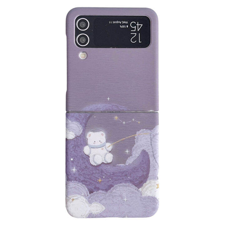 เคส-samsung-galaxy-z-flip-4-z-flip-3เคสลายการ์ตูนน่ารักกระเป๋าหมีอวกาศสำหรับ-samsung-z-flip-3ของขวัญปลอกแข็งโทรศัพท์พีซีป้องกันสำหรับเด็กผู้หญิง