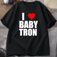 Muzin I LOVE BABYTRON เสื้อยืดแขนลำลองขาสั้นสำหรับผู้ชาย,เสื้อแนวสตรีทชิทที้บอยซ์เสื้อยืดแรปเปอร์ผ้าฝ้ายฮาราจูกุสำหรับทั้งชายและหญิงเสื้อยืด Y2k ไซส์ใหญ่พิเศษ