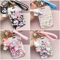 Hello Kitty Cartoon Card Cover Doll Keychain Student Campus Documents Bag Anti-lost Card Holder Lanyard ID Card Bus Card Case Card Holders