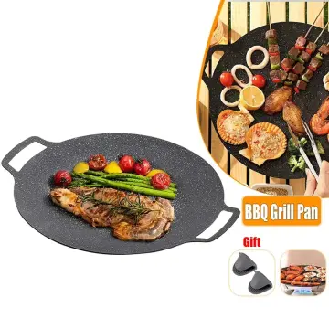 Grill Pan Korean Round Non-Stick Barbecue Plate Outdoor Travel Camping  Frying Pan Barbecue Accessories