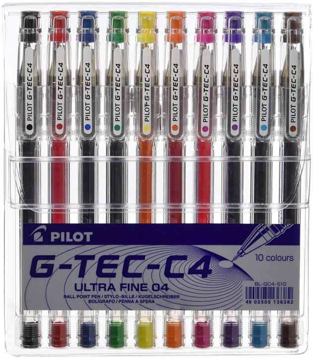 Pilot G-Tec-C4 Ultra Fine 0.4mm Gel Ink Rollerball Pen, Pack of 10