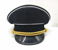 WWII WW2 GERMAN ELITE OFFICER BRIMMED WOOLEN HAT ARMY CAP GOLD CHIN CORD 57 58 59 60 61 62 CM MILITARY HAT WAR REENACTMENTS