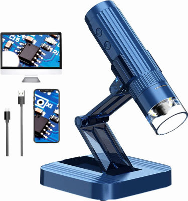 Digital Microscope,50X-1000X Magnifying Coin Microscope,Handheld Pocket Microscope Adults, KMDES WiFi HD USB Microscope Camera, 8 LED Lights Adjustable, Suitable for Mobile Phone and Computer - Blue DM1S-Wireless Digital Microscope