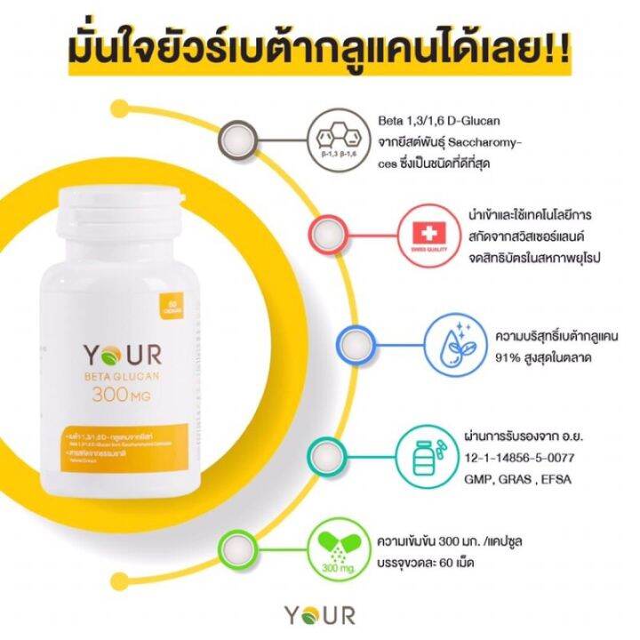 ส่งฟรี-ของแท้-your-betaglucan-อาหารเสริม-ยัวร์-เบต้ากลูแคน-1-กระปุก-บรรจุ-60-แคปซูล-300-มิลลิกรัม-แคปซูล-your-beta-glucan