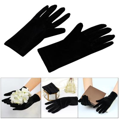 ✢◆☫ Fashion Short Velvet Gloves Bride Gloves Full Finger Dancing Gloves for Evening Banquet Dress Tea Party Wedding Accessories