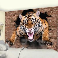 【CW】▼☁  Tiger Tapestry Wall Hanging Hippie Psychedelic Tapiz Ferocious Dormitory Background Blanket