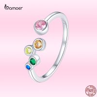 [Zhongxi ornaments ] Bamoer แหวน925เงินสเตอริงแหวนหลากสีฟองแหวนนิ้วมือทรงเปิดสำหรับผู้หญิงฟรีไซส์เครื่องประดับสไตล์เกาหลี GAR149