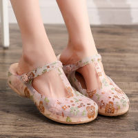 【ready stock】Summer VEBLEN- hole shoes women sandals and slippers thick-soled beach shoes garden slippers round head flat jelly sandals