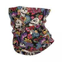 ☽► Catrina Bandana Neck Gaiter Windproof Face Scarf Cover Women Men Terror Gothic Headwear Tube Balaclava