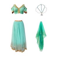 ☾◈☁ Ladies Halloween Cosplay Aladdin Fancy Dress Princess Jasmine Costume for Women