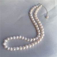 Genuine Silver Pearl Necklace 6-7mm Natural Freshwater Pearl Choker Necklace For Women Jewelry 2021 Trend Gifts