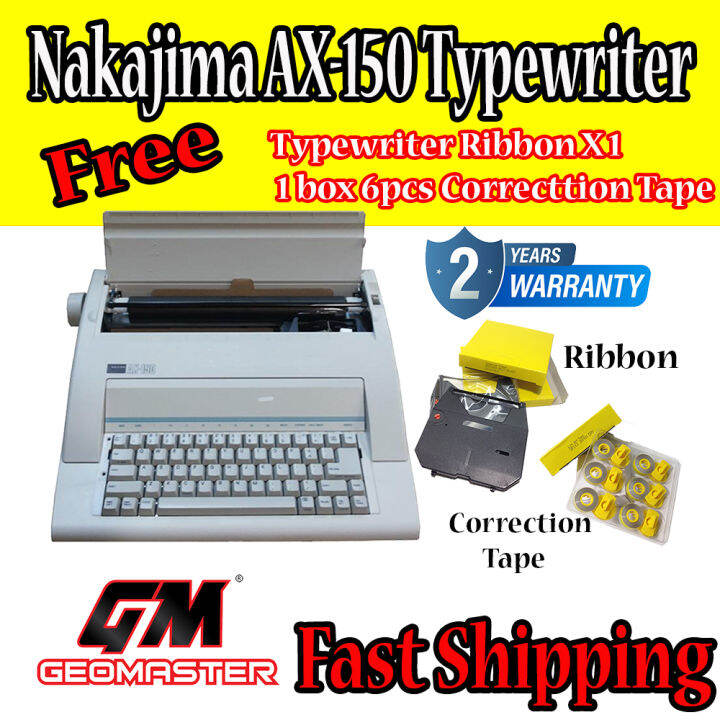 NAKAJIMA Electronic Typewriter AX150 , Typewriter Machine With Ribbon