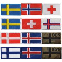 Sweden Norway Denmark Iceland Finland Switzerland National Flag Embroidered Reflective Patches Chevron Strip Badges Europe Flags