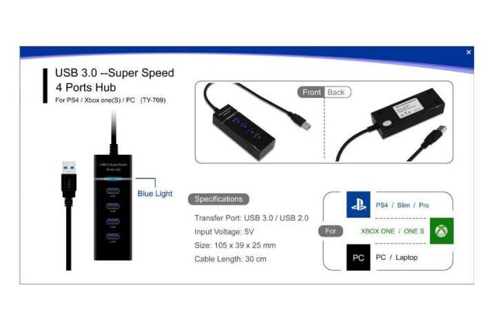 dobe-hub-usb-3-0-superspeed-4-พอร์ทต่อ-ps4-ps5-xbox-switch