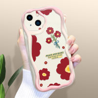 GGK เคสเคสสำหรับ Apple iPhone 15 Plus 15 Pro ลายดอกไม้การ์ตูนเคสเนื้อครีมขอบหยักเคสโทรศัพท์เคสซิลิโคนแบบนิ่ม