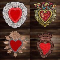 2ชิ้น Beaded Heart Design ผ้าแพทช์ Applique Mini ป้าย Scapbooking เสื้อผ้ากระเป๋าตกแต่ง DIY อุปกรณ์เย็บผ้า