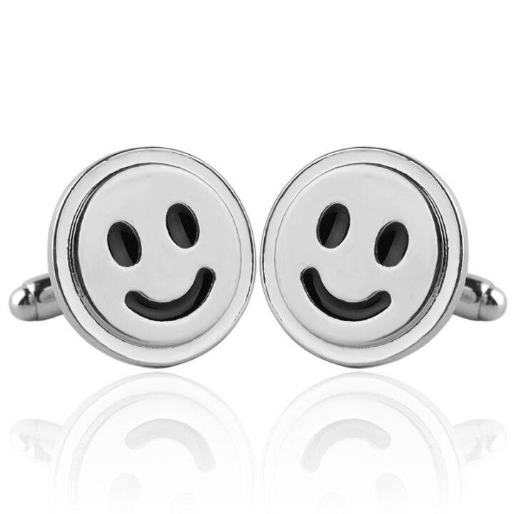 fashion-smiley-face-cufflinks-round-stainless-steel-smile-symbol-jewelry-gift-unisex-accessorie-t-shirt-set-festival-party-cuffl