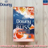 Downy® Infusions Bliss Dryer Sheets 105, 200 Sheets แผ่นหอมอบผ้า ดาวน์นี่ อินฟิวชั่น บลิส แผ่นปรับผ้านุ่ม แผ่นอบผ้า