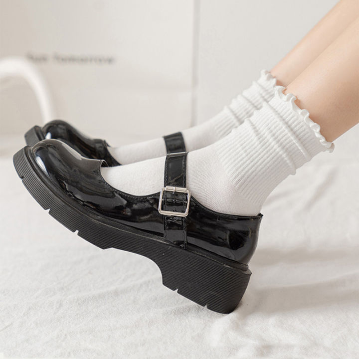 ถุงเท้ากองลูกไม้สีขาวฤดูใบไม้ผลิและฤดูร้อนส่วนบางญี่ปุ่น-jk-ถุงเท้าโลลิต้าแมรี่เจนรองเท้าถุงเท้าหลอดกลาง