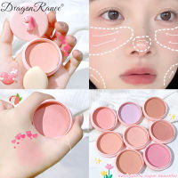 DragonRanee Macaron บลัชออนกระต่ายหน้าสดใสผิวด้านธรรมชาติชมพูส้มสีแก้มผงแป้งกับพัฟแป้งทาแก้มสีแดง