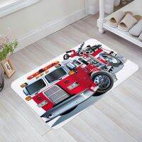 Red Car Fire Truck Cartoon Floor Mat Entrance Door Mat Living Room Kitchen Rug Non-Slip Carpet Bathroom Doormat Home Decor