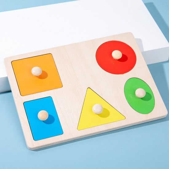 Montessori hình học đầy màu sắc nắm bắt hội đồng quản trị đồ chơi bằng gỗ - ảnh sản phẩm 10