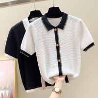 【มีไซส์ใหญ่】Plus Size Womens XL-4XL White Black Short Shirts Oversized False Button Female Tops Fashion Elegant Office-wear Top