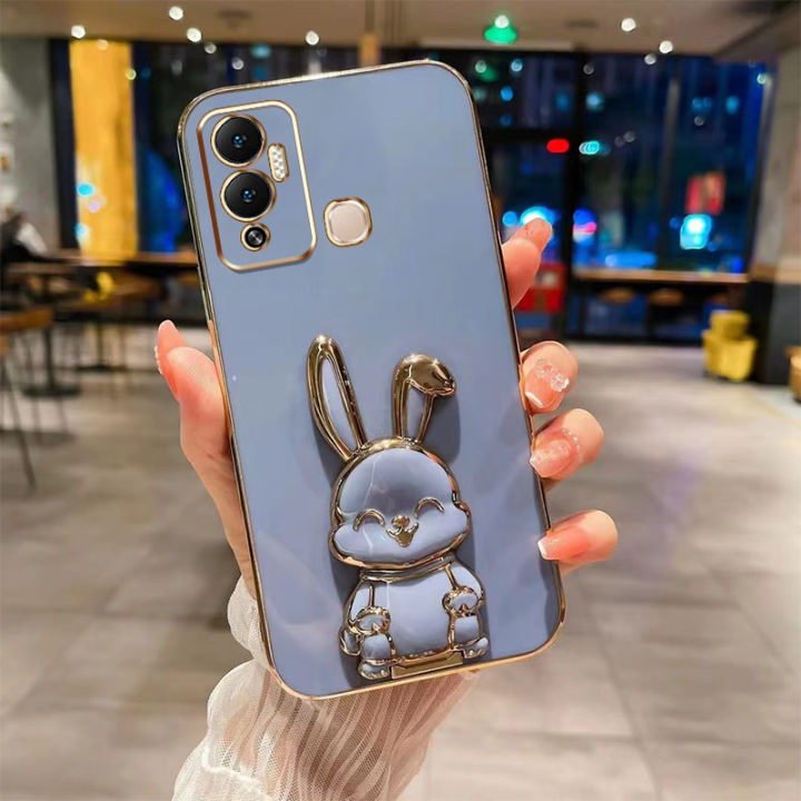 andyh-new-design-for-infinix-hot12-play-hot-12-play-nfc-x6816c-x6816-case-luxury-3d-stereo-stand-bracket-smile-rabbit-electroplating-smooth-phone-case-fashion-cute-soft-case