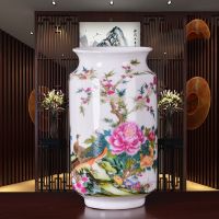New Arrival Antique Jingdezhen Thin China Vase With Flowers and Bird Patterns Ceramic Table Vase Porcelain Decorative Vase