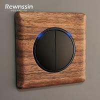 [HOT GELLXKOWOIGHIO 527] Rewnssin Random Click Light Switches With LED1 2 3 4 Gang 1 2 Way Push Botton On Off Black Walnut Wood Retro Style Wall Socket ซื้อทันทีเพิ่มลงในรถเข็น