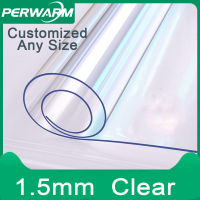 (1.5mm. สี่เหลี่ยมผืนผ้าใส) PVC ใสกันน้ำกันน้ำมันผ้าปูโต๊ะพลาสติกด้านบนโปร่งใสโต๊ะรับประทานอาหารผ้าปูโต๊ะพลาสติก