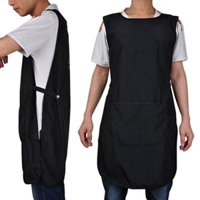 Black Sleeveless Apron With Big Capacity Pocket Front-Back Double-Sided Salon Hairdressing Cutting Apron for Barber Hairstylist Aprons